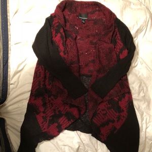 Burgundy and black cardigan